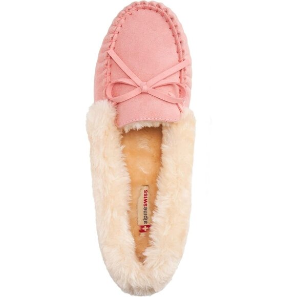 Women’s Faux Fur Pink Bow Lined Slip On Cozy Warm Stylish Durable Slippers Boot - Picture 5 of 7